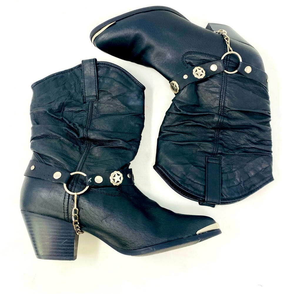 Dingo Western Harness Black Leather Boots 8